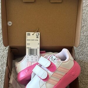 Adidas Kids Pink and White Tennis Shoes